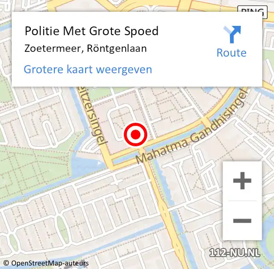 Locatie op kaart van de 112 melding: Politie Met Grote Spoed Naar Zoetermeer, Röntgenlaan op 14 mei 2024 18:31