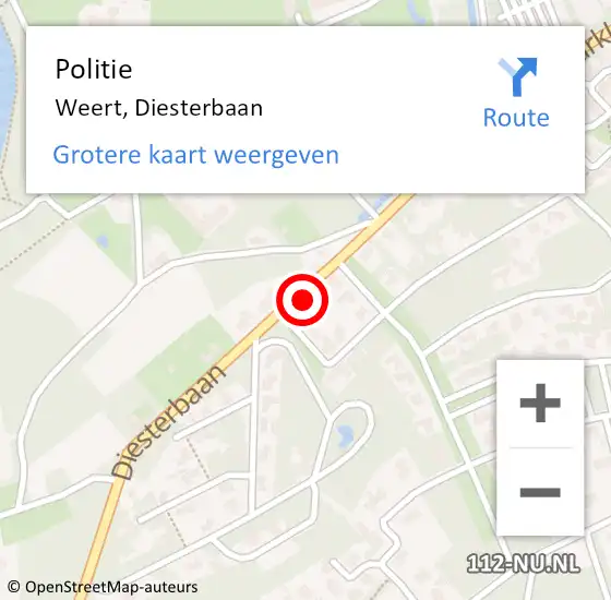 Locatie op kaart van de 112 melding: Politie Weert, Diesterbaan op 14 mei 2024 18:34