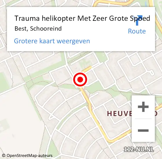 Locatie op kaart van de 112 melding: Trauma helikopter Met Zeer Grote Spoed Naar Best, Schooreind op 14 mei 2024 18:39