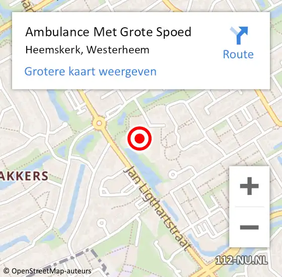 Locatie op kaart van de 112 melding: Ambulance Met Grote Spoed Naar Heemskerk, Westerheem op 14 mei 2024 18:42