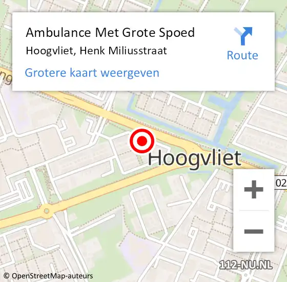 Locatie op kaart van de 112 melding: Ambulance Met Grote Spoed Naar Hoogvliet, Henk Miliusstraat op 14 mei 2024 18:47