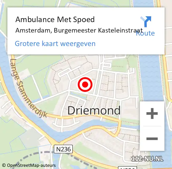 Locatie op kaart van de 112 melding: Ambulance Met Spoed Naar Amsterdam, Burgemeester Kasteleinstraat op 14 mei 2024 18:51