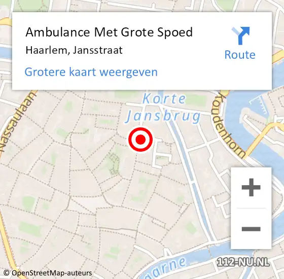 Locatie op kaart van de 112 melding: Ambulance Met Grote Spoed Naar Haarlem, Jansstraat op 14 mei 2024 18:59