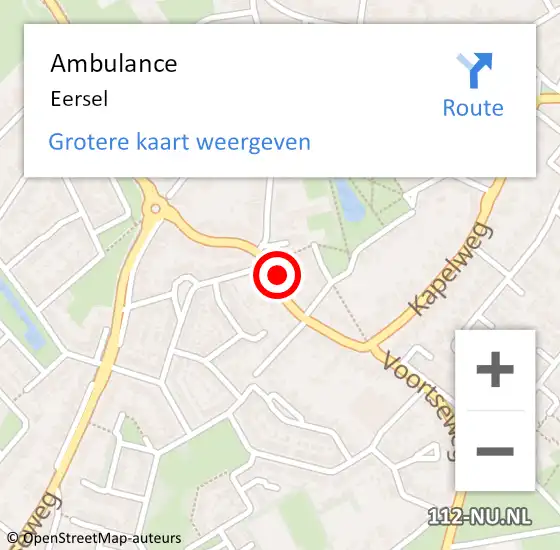 Locatie op kaart van de 112 melding: Ambulance Eersel op 14 mei 2024 19:01