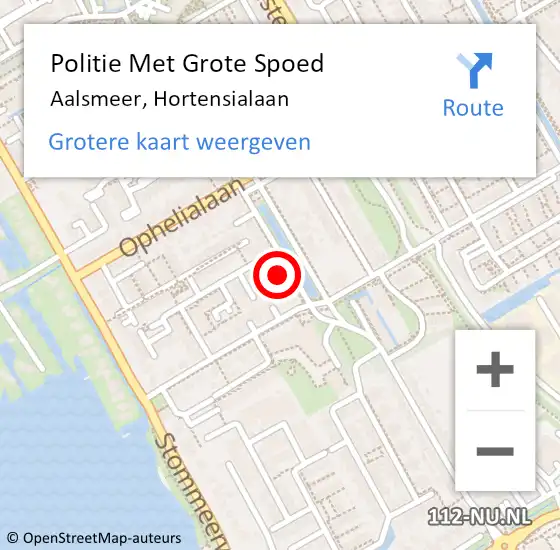 Locatie op kaart van de 112 melding: Politie Met Grote Spoed Naar Aalsmeer, Hortensialaan op 14 mei 2024 19:15