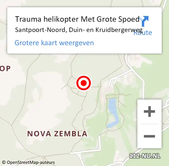 Locatie op kaart van de 112 melding: Trauma helikopter Met Grote Spoed Naar Santpoort-Noord, Duin- en Kruidbergerweg op 14 mei 2024 19:22