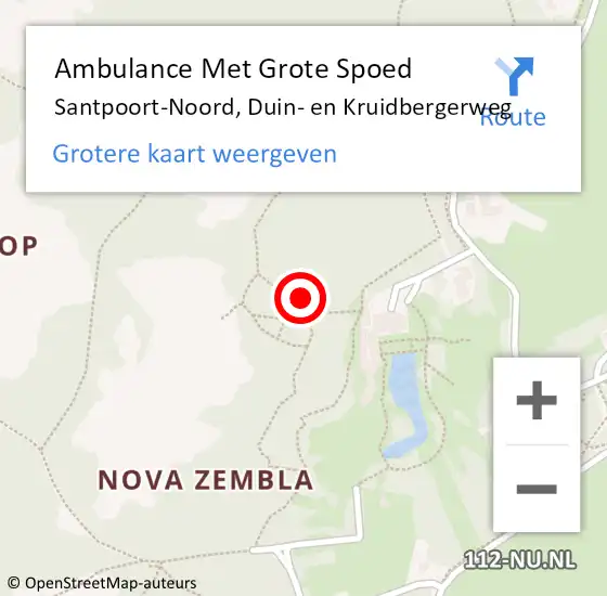 Locatie op kaart van de 112 melding: Ambulance Met Grote Spoed Naar Santpoort-Noord, Duin- en Kruidbergerweg op 14 mei 2024 19:22