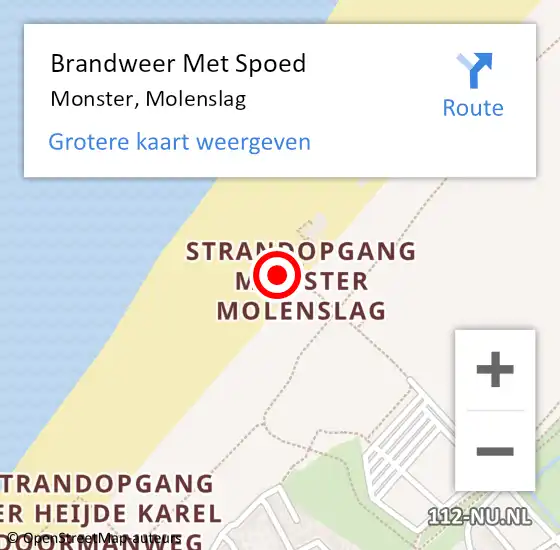 Locatie op kaart van de 112 melding: Brandweer Met Spoed Naar Monster, Molenslag op 14 mei 2024 19:25