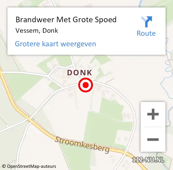 Locatie op kaart van de 112 melding: Brandweer Met Grote Spoed Naar Vessem, Donk op 14 mei 2024 19:27