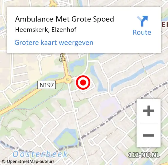 Locatie op kaart van de 112 melding: Ambulance Met Grote Spoed Naar Heemskerk, Elzenhof op 14 mei 2024 19:29