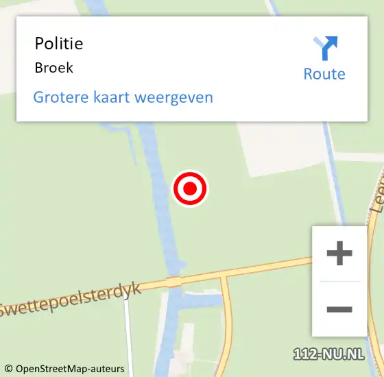 Locatie op kaart van de 112 melding: Politie Broek op 14 mei 2024 19:33