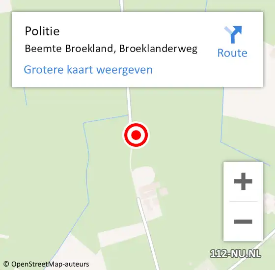 Locatie op kaart van de 112 melding: Politie Beemte Broekland, Broeklanderweg op 14 mei 2024 19:33