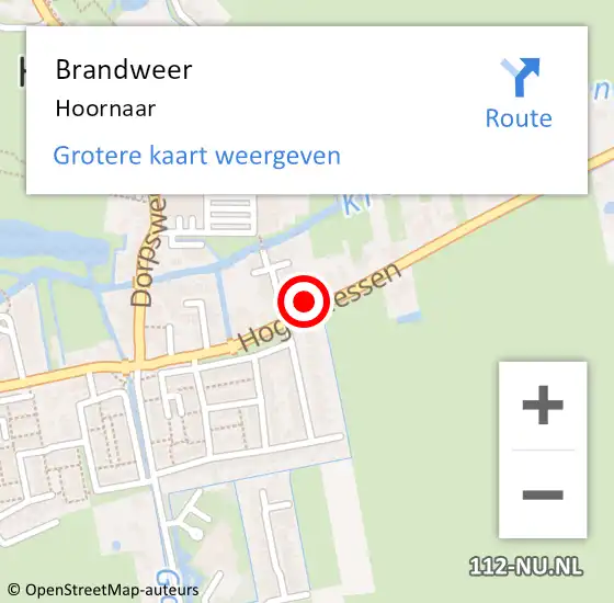 Locatie op kaart van de 112 melding: Brandweer Hoornaar op 14 mei 2024 19:33