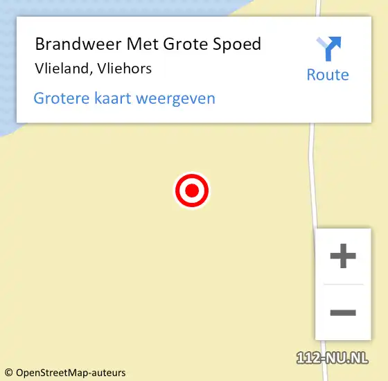 Locatie op kaart van de 112 melding: Brandweer Met Grote Spoed Naar Vlieland, Vliehors op 14 mei 2024 19:36