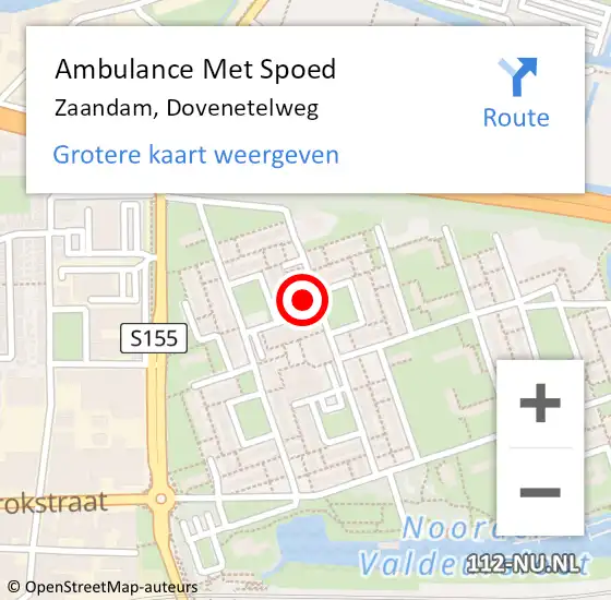 Locatie op kaart van de 112 melding: Ambulance Met Spoed Naar Zaandam, Dovenetelweg op 14 mei 2024 19:39