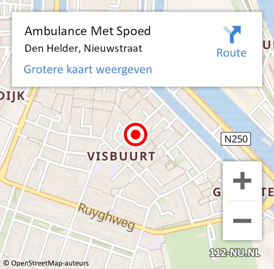 Locatie op kaart van de 112 melding: Ambulance Met Spoed Naar Den Helder, Nieuwstraat op 14 mei 2024 19:43