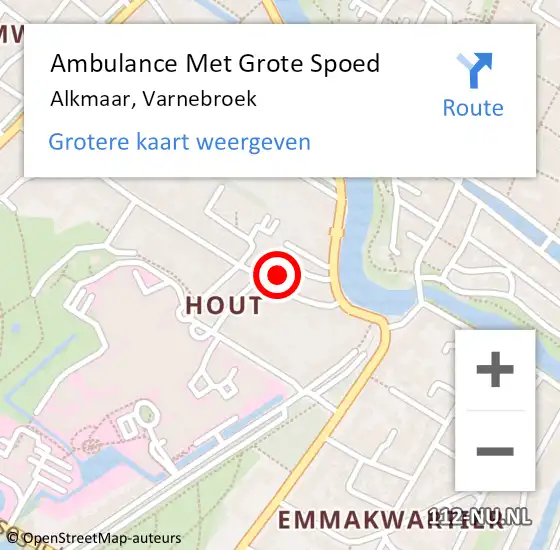 Locatie op kaart van de 112 melding: Ambulance Met Grote Spoed Naar Alkmaar, Varnebroek op 14 mei 2024 19:43