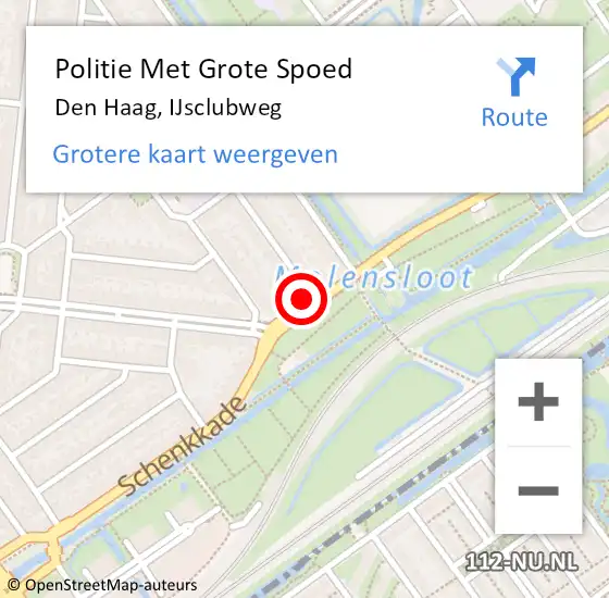 Locatie op kaart van de 112 melding: Politie Met Grote Spoed Naar Den Haag, IJsclubweg op 14 mei 2024 19:45