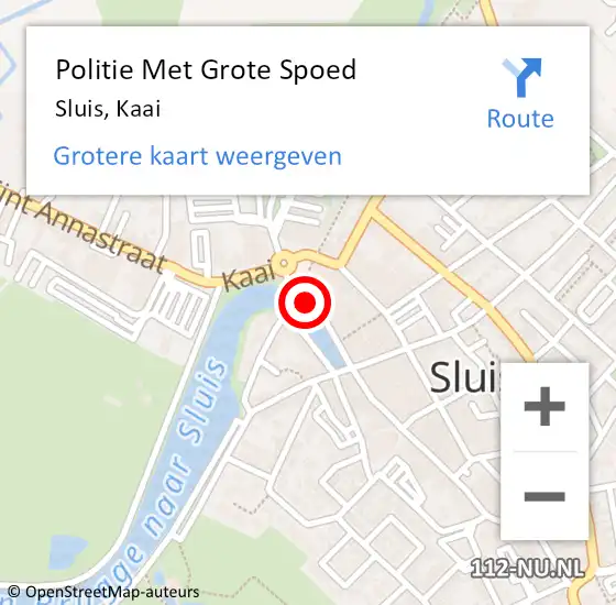 Locatie op kaart van de 112 melding: Politie Met Grote Spoed Naar Sluis, Kaai op 14 mei 2024 19:51