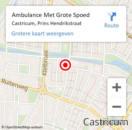 Locatie op kaart van de 112 melding: Ambulance Met Grote Spoed Naar Castricum, Prins Hendrikstraat op 14 mei 2024 19:52