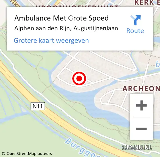 Locatie op kaart van de 112 melding: Ambulance Met Grote Spoed Naar Alphen aan den Rijn, Augustijnenlaan op 14 mei 2024 19:53