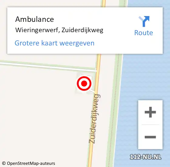 Locatie op kaart van de 112 melding: Ambulance Wieringerwerf, Zuiderdijkweg op 14 mei 2024 19:58