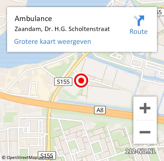 Locatie op kaart van de 112 melding: Ambulance Zaandam, Dr. H.G. Scholtenstraat op 14 mei 2024 20:01