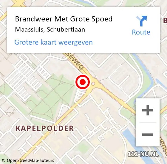 Locatie op kaart van de 112 melding: Brandweer Met Grote Spoed Naar Maassluis, Schubertlaan op 14 mei 2024 20:10