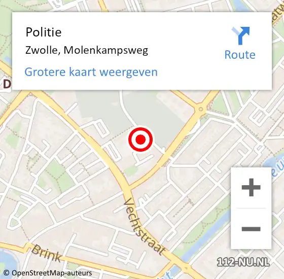 Locatie op kaart van de 112 melding: Politie Zwolle, Molenkampsweg op 14 mei 2024 20:34