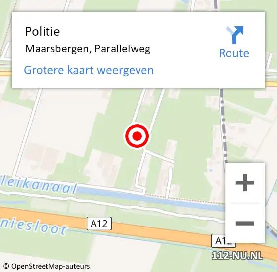 Locatie op kaart van de 112 melding: Politie Maarsbergen, Parallelweg op 14 mei 2024 20:40