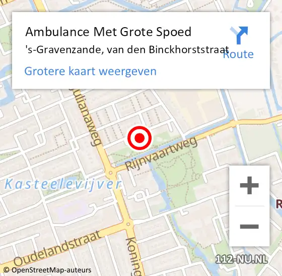 Locatie op kaart van de 112 melding: Ambulance Met Grote Spoed Naar 's-Gravenzande, van den Binckhorststraat op 14 mei 2024 20:42