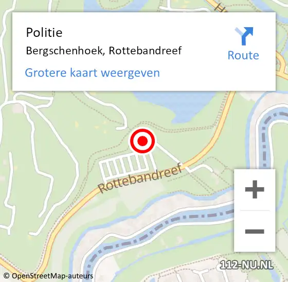 Locatie op kaart van de 112 melding: Politie Bergschenhoek, Rottebandreef op 14 mei 2024 20:53