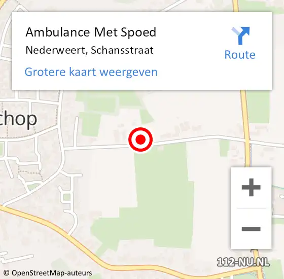 Locatie op kaart van de 112 melding: Ambulance Met Spoed Naar Nederweert, Schansstraat op 5 oktober 2014 23:26