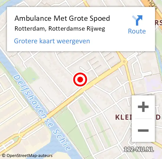 Locatie op kaart van de 112 melding: Ambulance Met Grote Spoed Naar Rotterdam, Rotterdamse Rijweg op 14 mei 2024 20:53