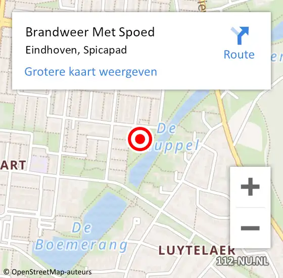 Locatie op kaart van de 112 melding: Brandweer Met Spoed Naar Eindhoven, Spicapad op 14 mei 2024 20:56