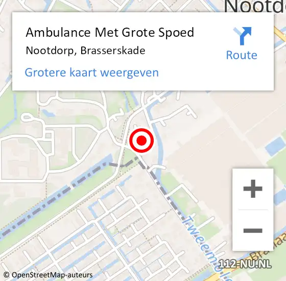 Locatie op kaart van de 112 melding: Ambulance Met Grote Spoed Naar Nootdorp, Brasserskade op 14 mei 2024 21:00