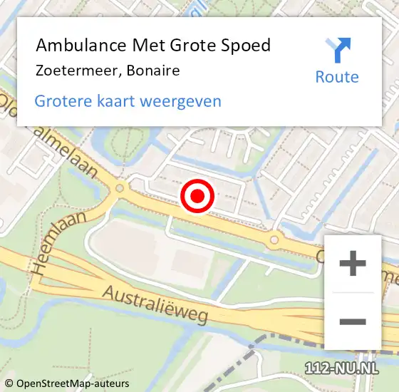 Locatie op kaart van de 112 melding: Ambulance Met Grote Spoed Naar Zoetermeer, Bonaire op 14 mei 2024 21:05