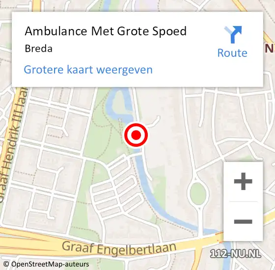 Locatie op kaart van de 112 melding: Ambulance Met Grote Spoed Naar Breda op 14 mei 2024 21:10