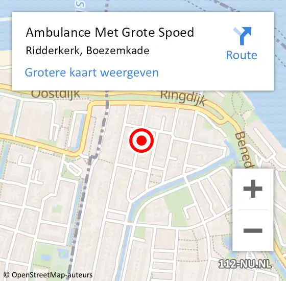 Locatie op kaart van de 112 melding: Ambulance Met Grote Spoed Naar Ridderkerk, Boezemkade op 14 mei 2024 21:11