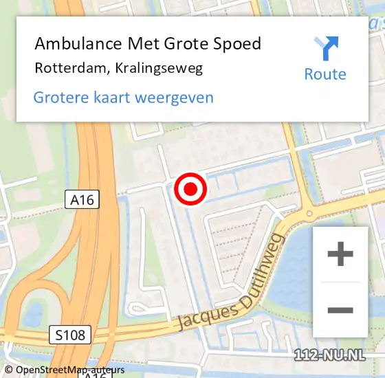Locatie op kaart van de 112 melding: Ambulance Met Grote Spoed Naar Rotterdam, Kralingseweg op 14 mei 2024 21:28
