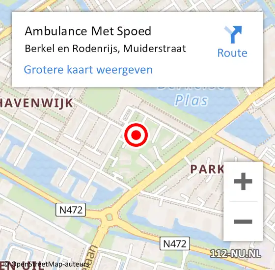 Locatie op kaart van de 112 melding: Ambulance Met Spoed Naar Berkel en Rodenrijs, Muiderstraat op 14 mei 2024 22:00
