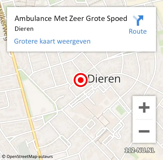 Locatie op kaart van de 112 melding: Ambulance Met Zeer Grote Spoed Naar Dieren op 14 mei 2024 22:15