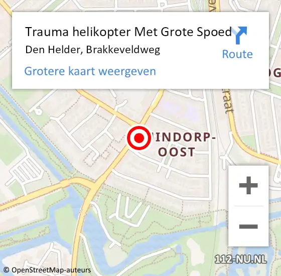 Locatie op kaart van de 112 melding: Trauma helikopter Met Grote Spoed Naar Den Helder, Brakkeveldweg op 14 mei 2024 22:46