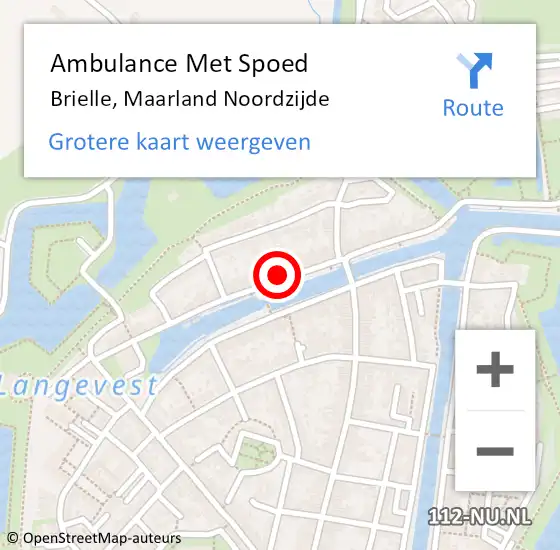 Locatie op kaart van de 112 melding: Ambulance Met Spoed Naar Brielle, Maarland Noordzijde op 14 mei 2024 22:55