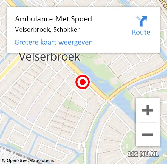 Locatie op kaart van de 112 melding: Ambulance Met Spoed Naar Velserbroek, Schokker op 14 mei 2024 23:15