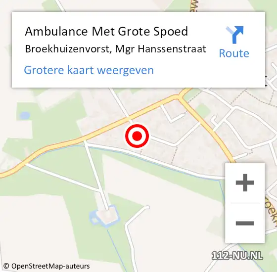 Locatie op kaart van de 112 melding: Ambulance Met Grote Spoed Naar Broekhuizenvorst, Mgr Hanssenstraat op 5 oktober 2014 23:48