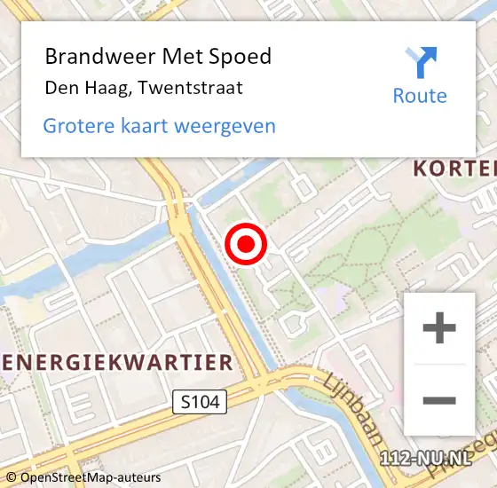 Locatie op kaart van de 112 melding: Brandweer Met Spoed Naar Den Haag, Twentstraat op 14 mei 2024 23:35