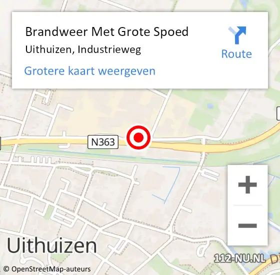 Locatie op kaart van de 112 melding: Brandweer Met Grote Spoed Naar Uithuizen, Industrieweg op 14 mei 2024 23:44
