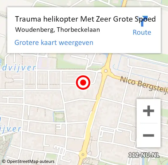 Locatie op kaart van de 112 melding: Trauma helikopter Met Zeer Grote Spoed Naar Woudenberg, Thorbeckelaan op 15 mei 2024 00:05