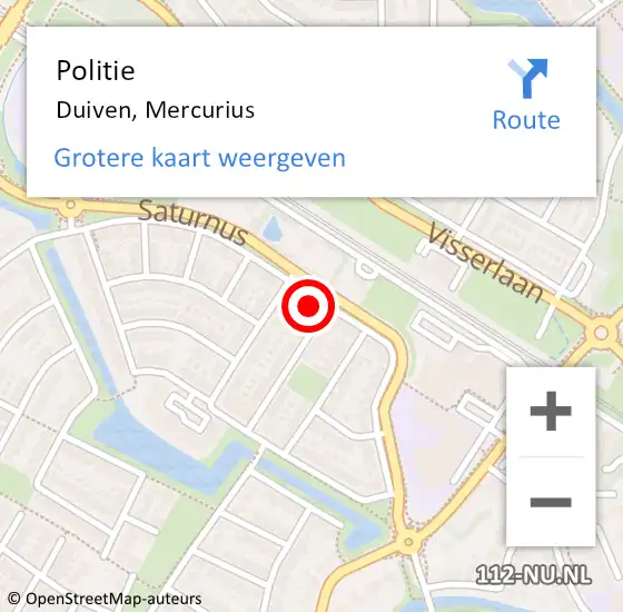 Locatie op kaart van de 112 melding: Politie Duiven, Mercurius op 15 mei 2024 00:25